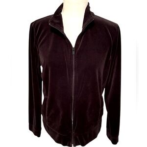 TALBOTS Black Velour Warmup Jacket Size Medium
